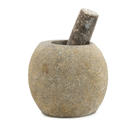 Mortar Decorativ cu Pistil din Piatră Naturală de Râu – Mare (aprox. 15 × 12 cm)