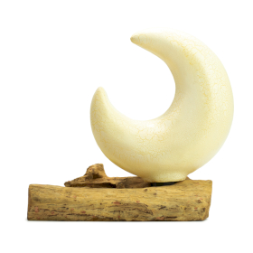 Lampă DriftGlow cu Abajur Semilună cu Efect Crăpat – Galben – Ștecher UE