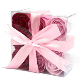 3x Cutie cu 9 Flori de Săpun - Trandafiri Rozi