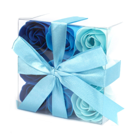 3x Cutie cu 9 Flori de Săpun - Trandafiri - Nuntă Albastră
