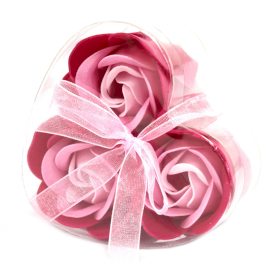 6x Cutie cu 3 Flori de Săpun - Trandafiri Rozi