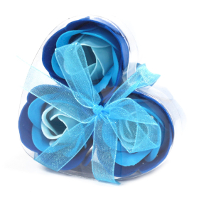 6x Cutie cu 3 Flori de Săpun - Trandafiri - Nuntă Albastră