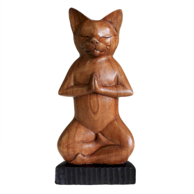 Pisică în Poziție de Yoga Sculptată Manual  - Lotus